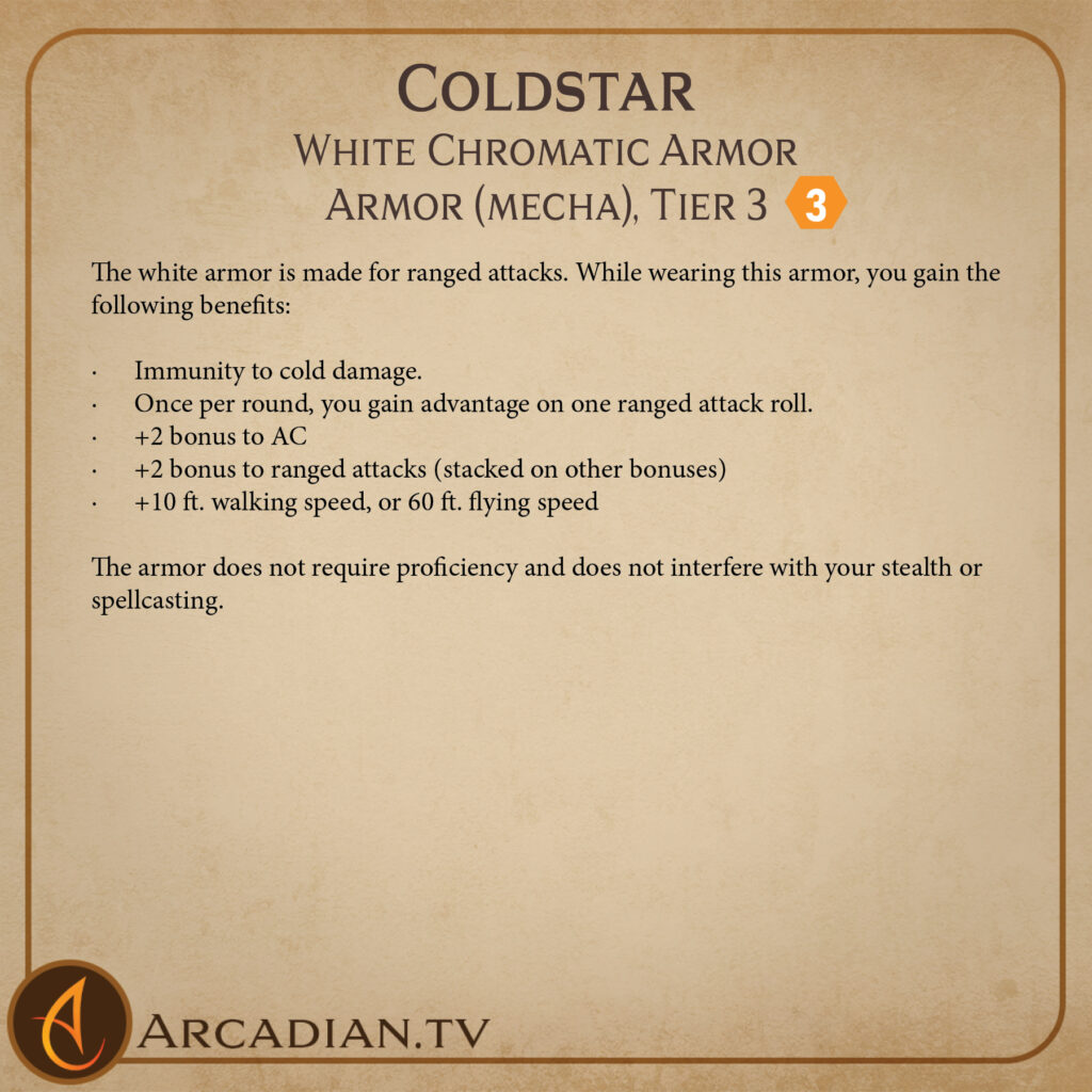 Coldstar magic item card 
