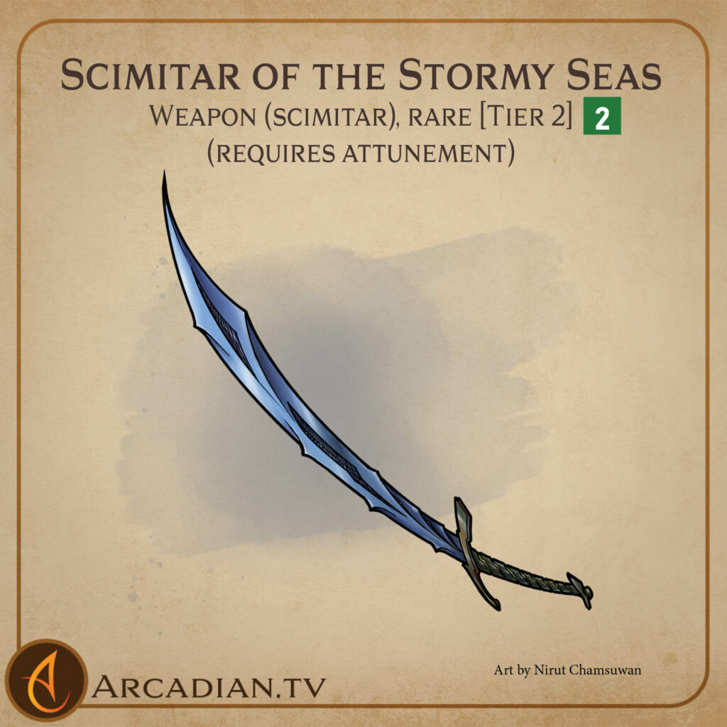 Scimitar of the Stormy Seas DnD magic item - Arcadian Media