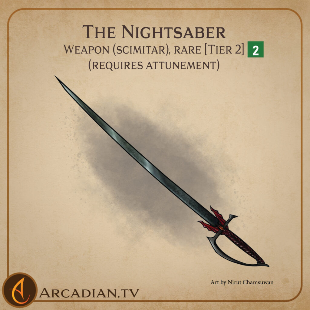 Nightsaber magic item card 1