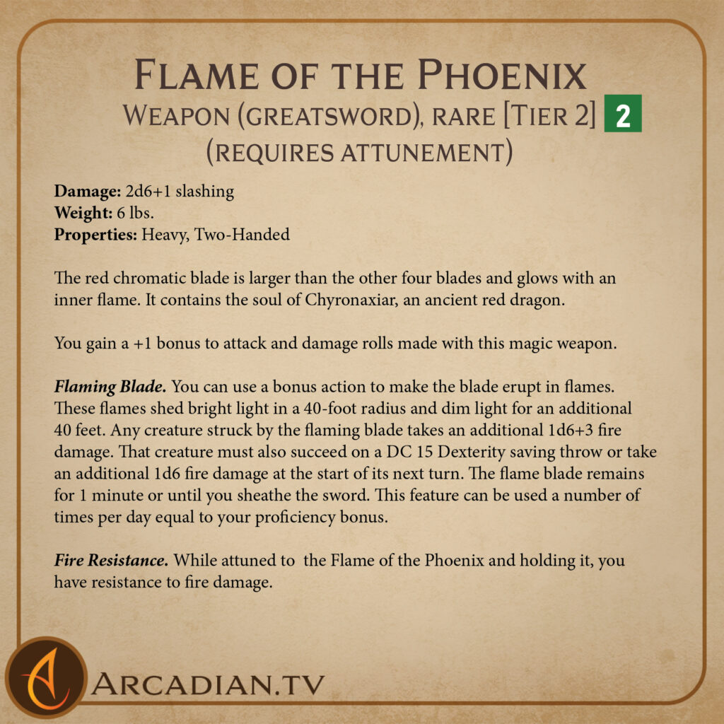 Flame of the Phoenix magic item card 2