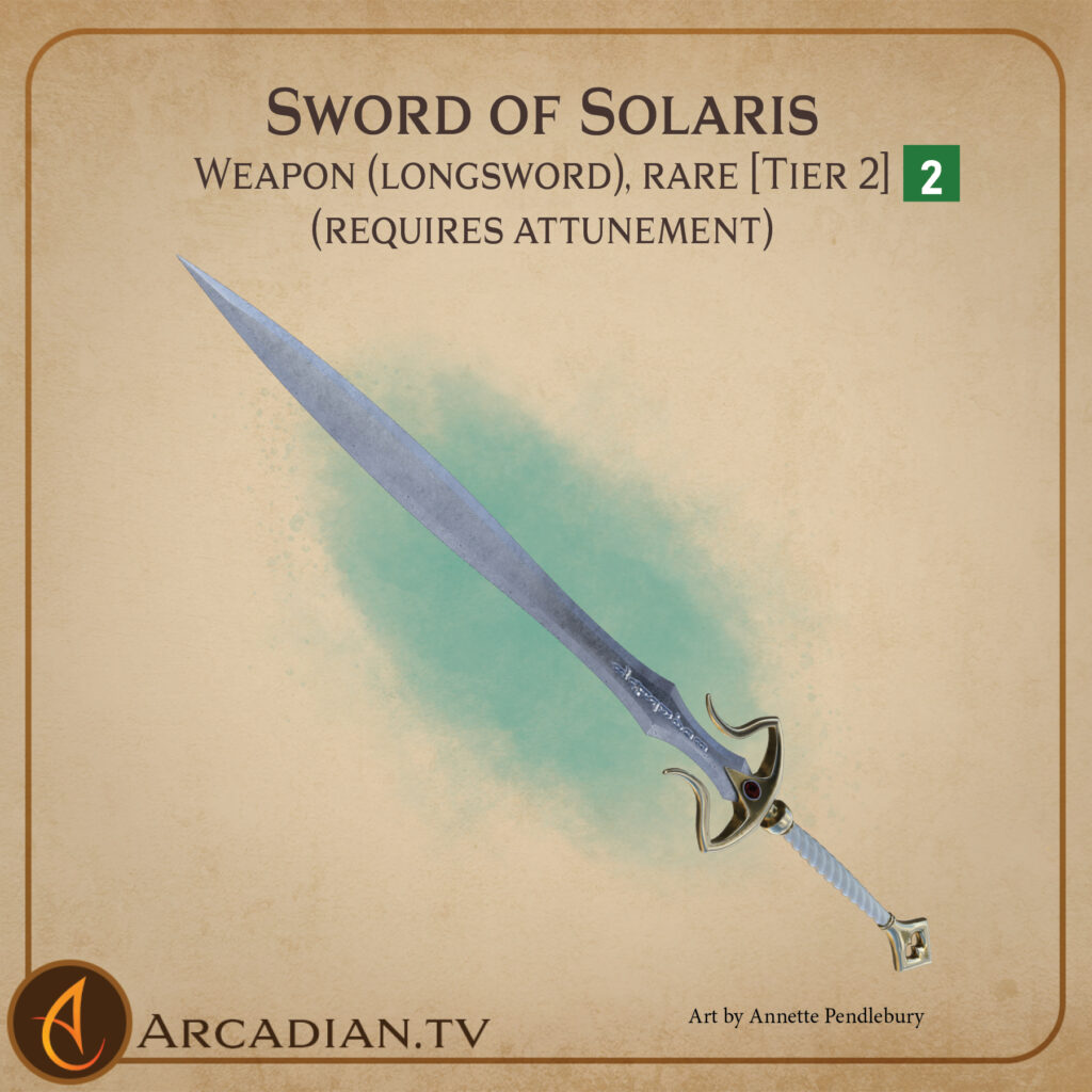 Sword of Solaris magic item card 1