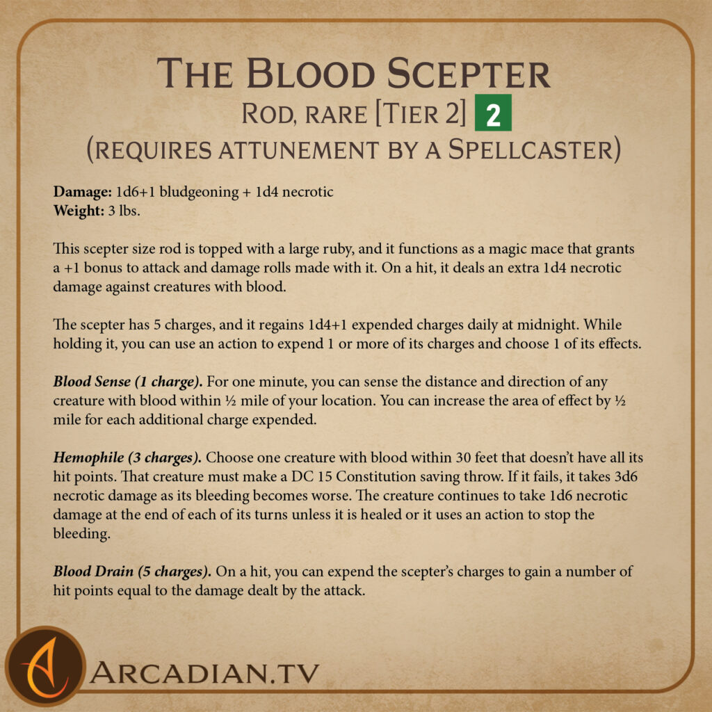 The Blood Scepter magic item card 2