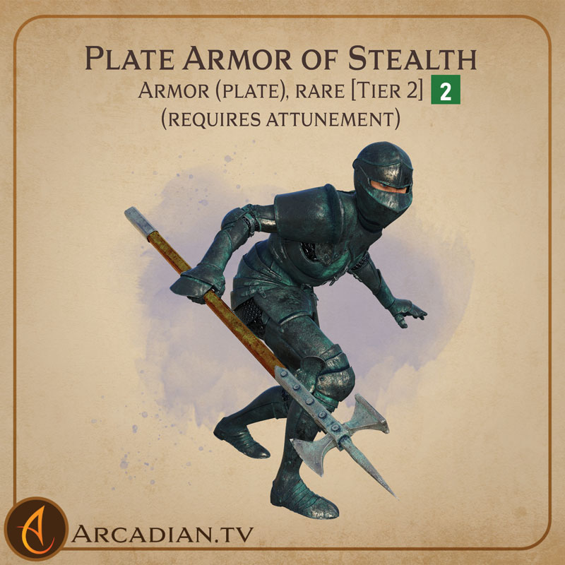 Plate Armor of Stealth magic item card 1