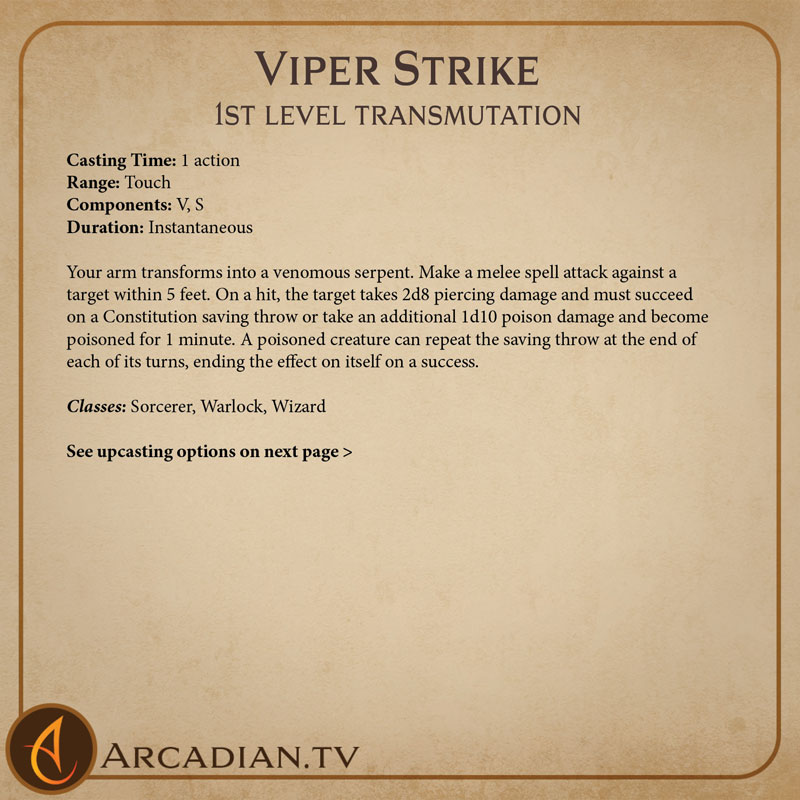 Viper Strike spell card 2