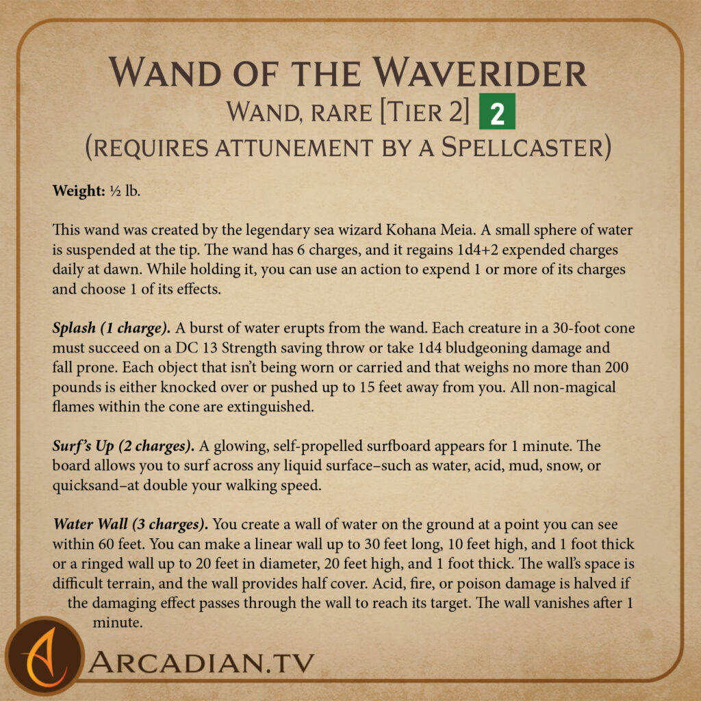 Wand of the Waverider magic item card 2