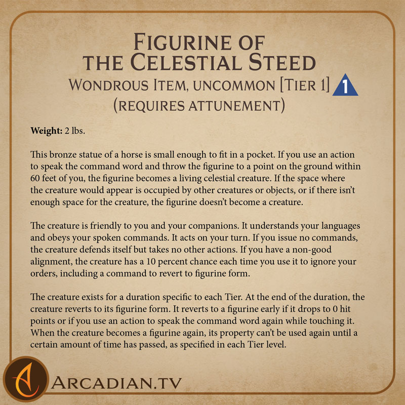 Figurine of the Celestial Steed magic item card 2