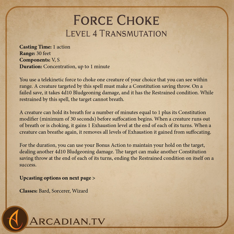 Force Choke spell card 2