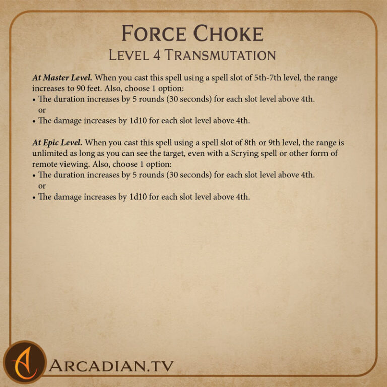 Force Choke and Force Push new DnD spells Arcadian Media