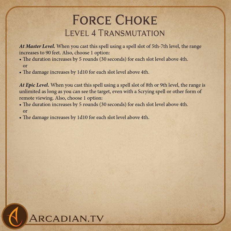 Force Choke spell card 3