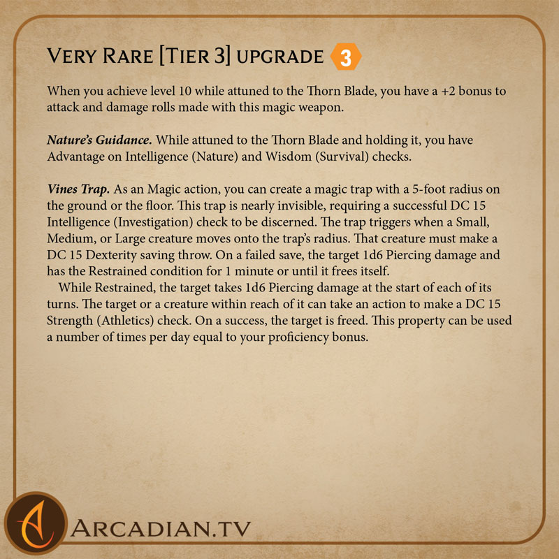 Thorn Blade magic item card 3