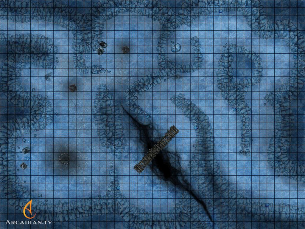 Ice Caves battle map with 60x40 grid