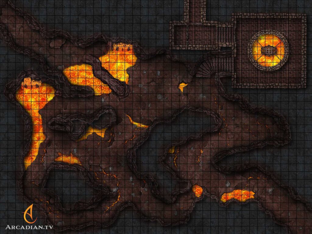 Lava Caves battle map with 60x40 grid