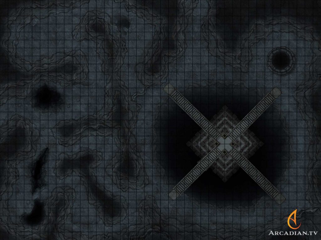 Pit Caves battle map with 60x40 grid