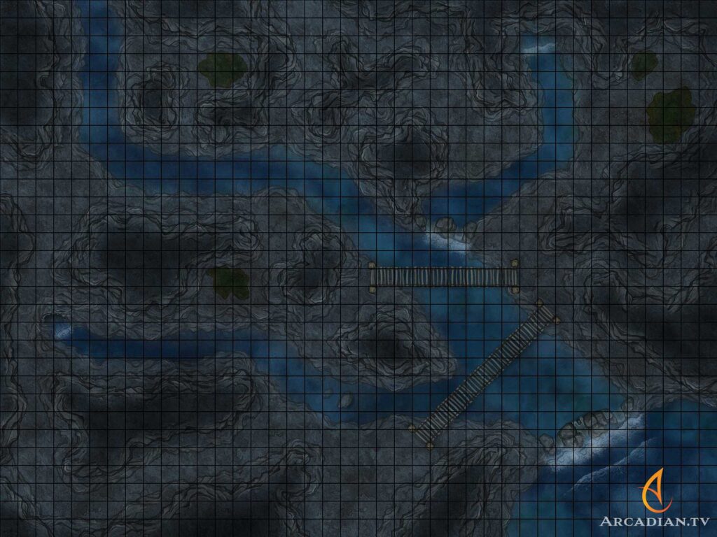 River Caves battle map with 60x40 grid
