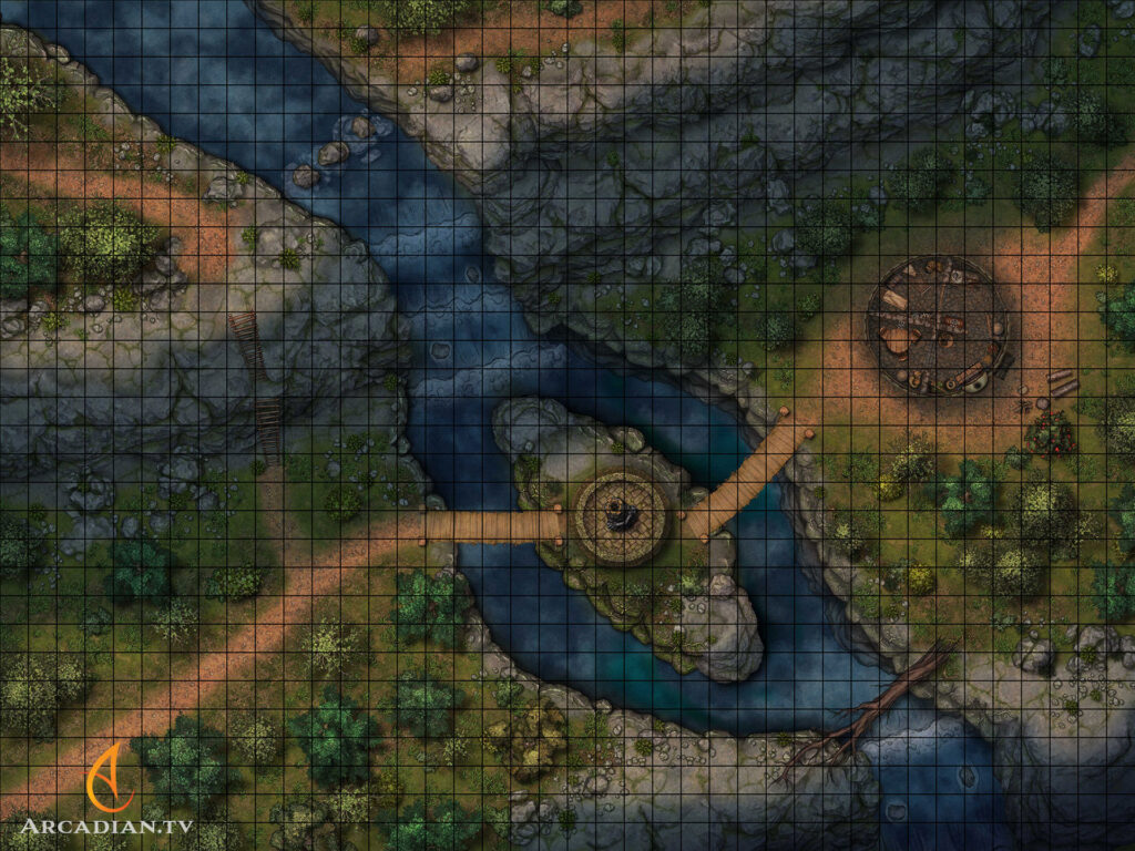 Forest Waterfalls battle map